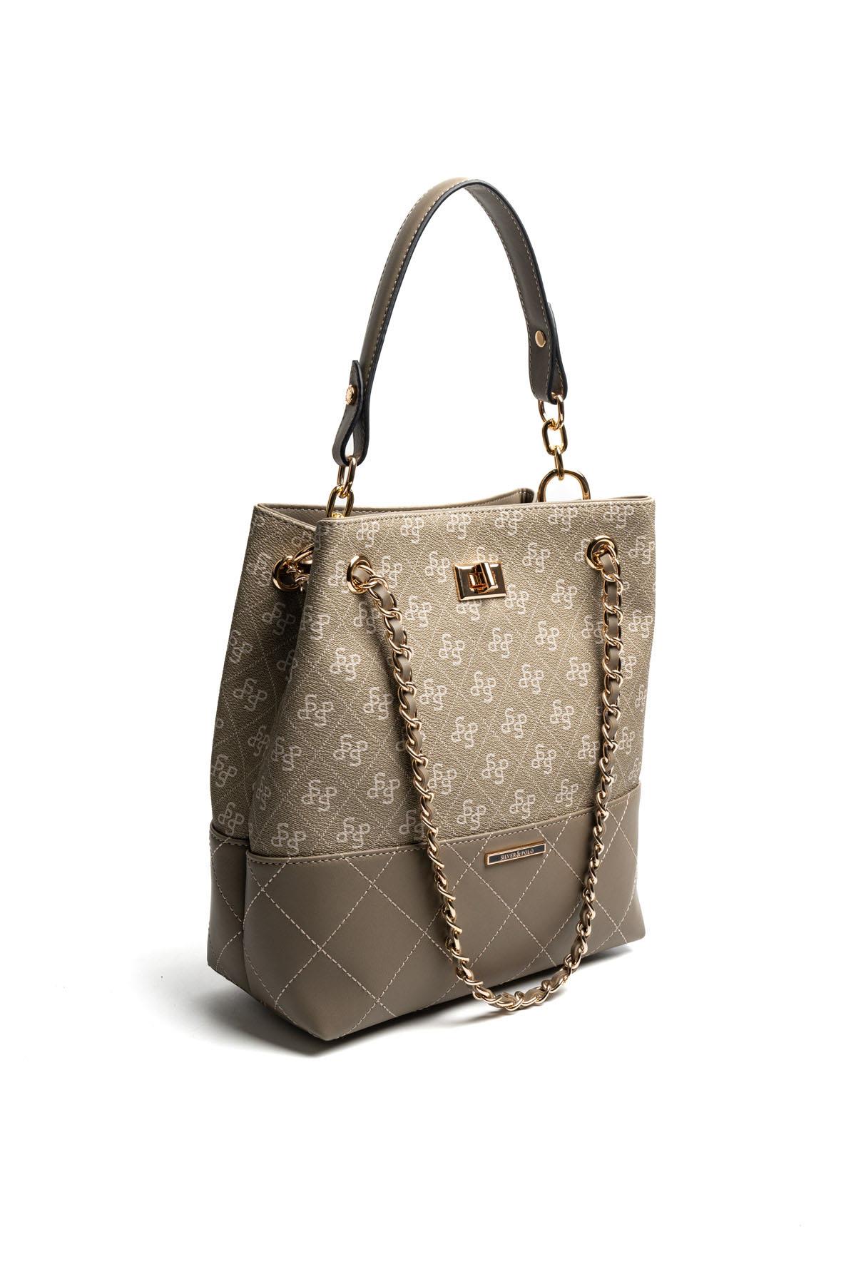 Silver Polo SP1262 Kadın Omuz Çantası Monogram Y.Yeşil-Y.Yeşil