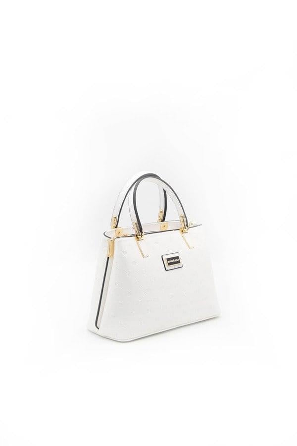 Silver & Polo SP987 Kadın El Çantası Logolu Beyaz