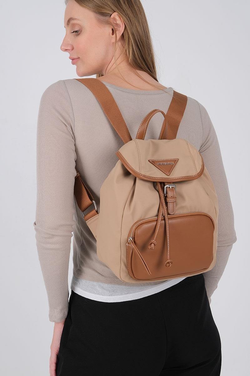 Silver Polo SP1231 Kadın Sırt Çantası Saten Nut-Taba
