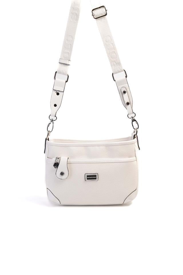 Silver Polo Beyaz - Beyaz Petek Kadın Çapraz Çanta SP1160