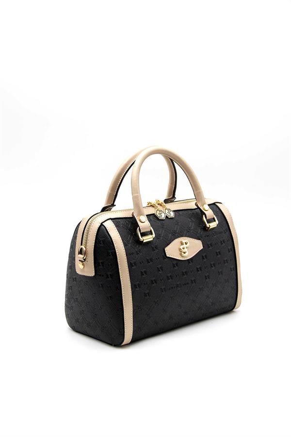 Silver & Polo SP1091 Kadın El Çantası Logolu Siyah-S.Nut
