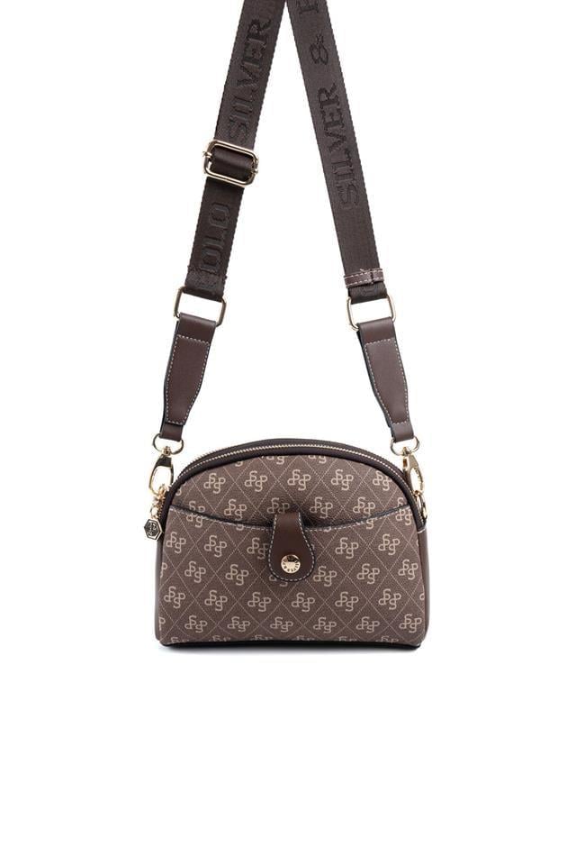 Silver Polo SP1144 Kadın Çapraz Çanta Monogram Kahve-Kahve
