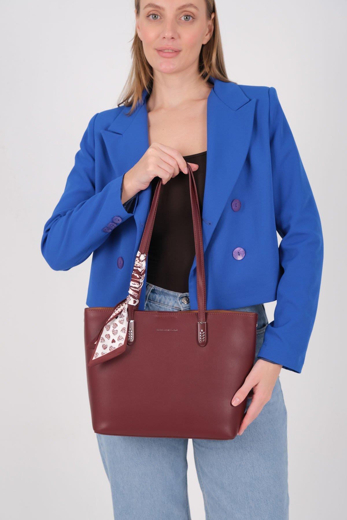Silver Polo Bordo - Bordo Cilt Kadın Omuz Çantası SP1238