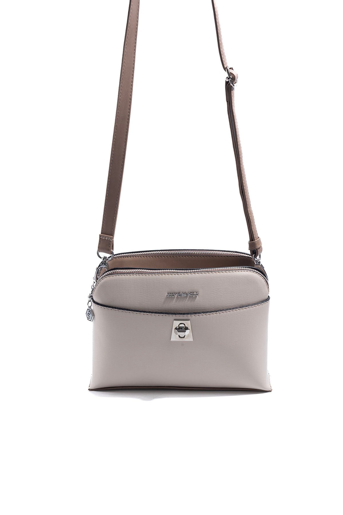 Silver Polo Bej - Latte Düz Kadın Çapraz Çanta SP623