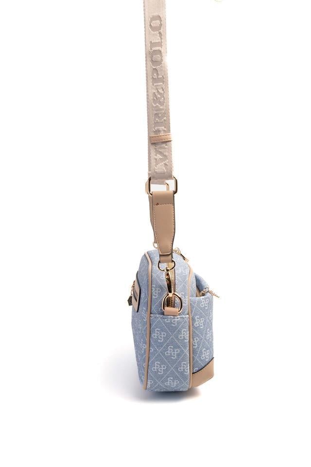 Silver Polo Mavi - Ten Monogram Kadın Çapraz Çanta SP1094