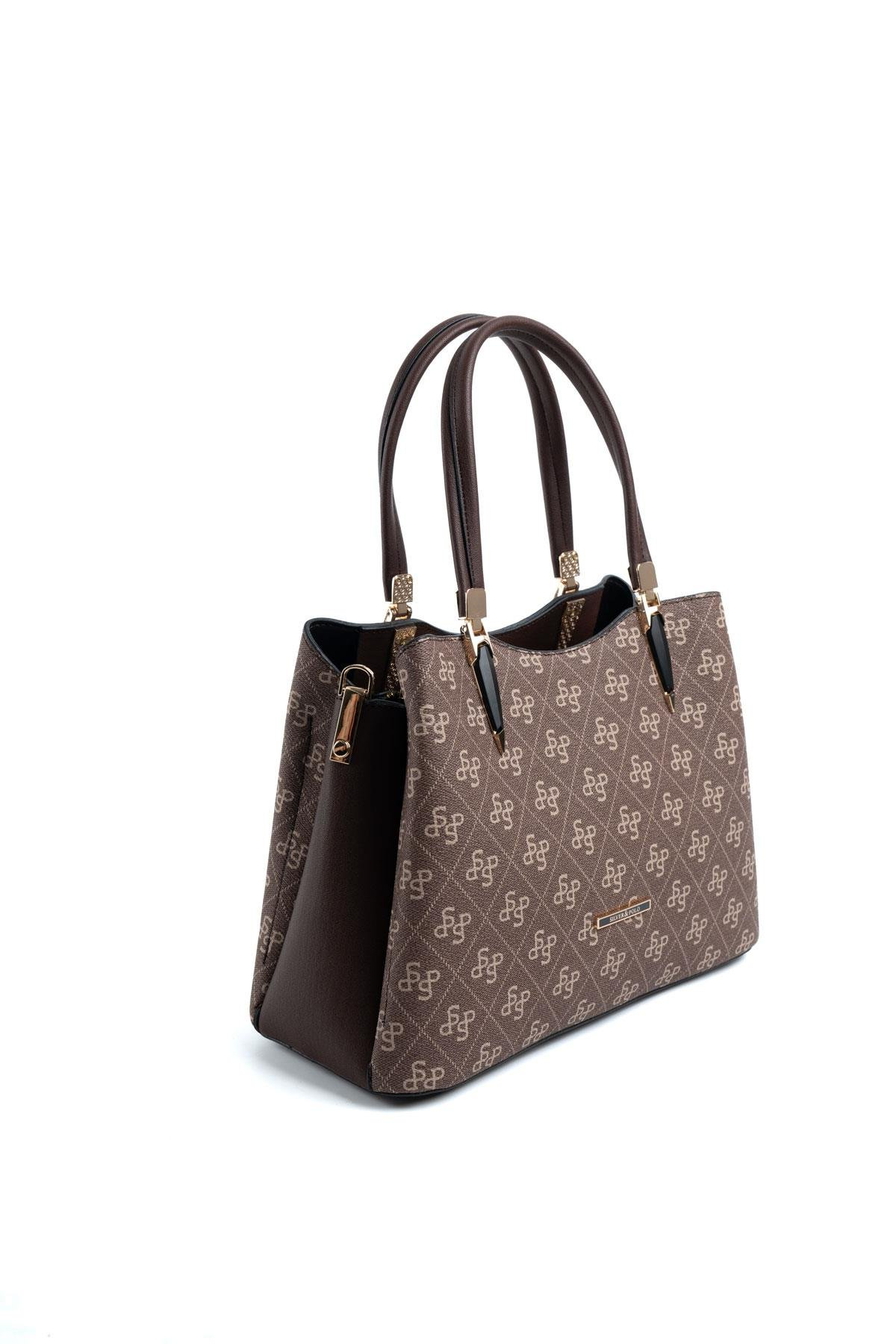 Silver & Polo SP1205 Kadın El Çantası Monogram Kahve