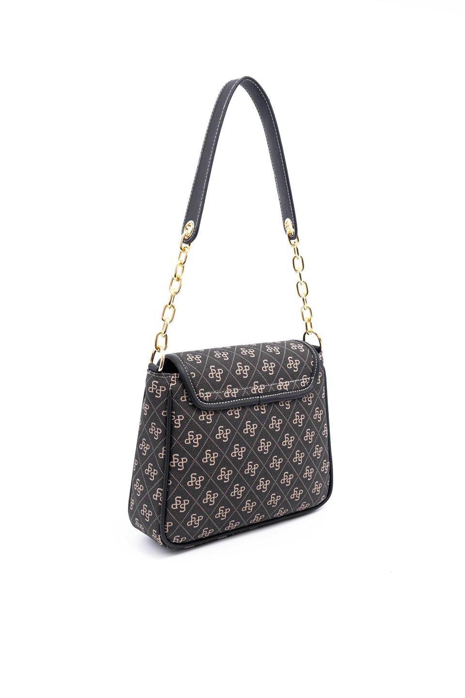 Silver & Polo SP1147 Kadın Omuz Çantası Monogram Füme-Siyah