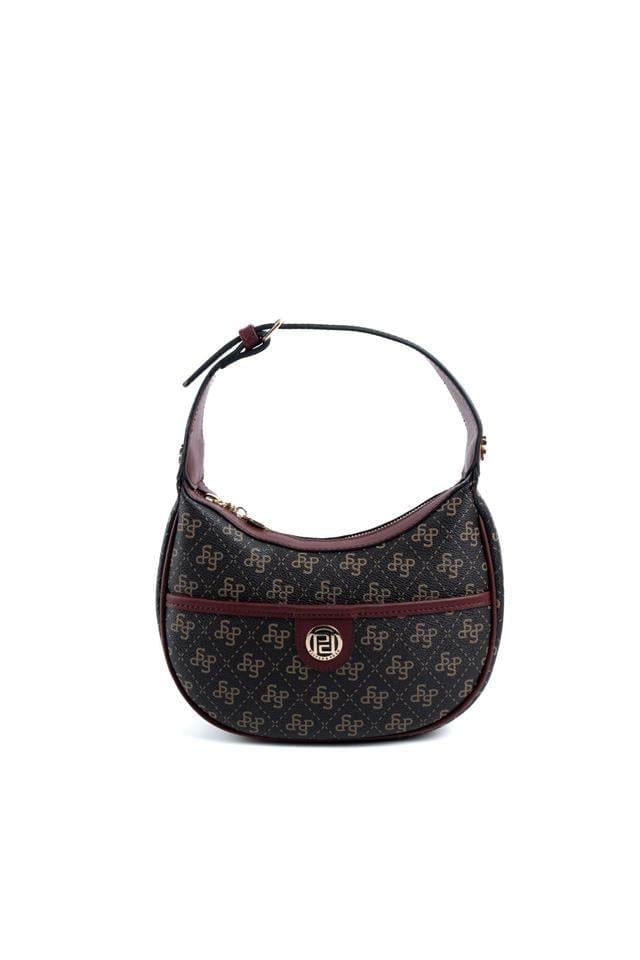 Silver Polo Kahve Sarı - Bordo Monogram Kadın Omuz Çantası SP1194