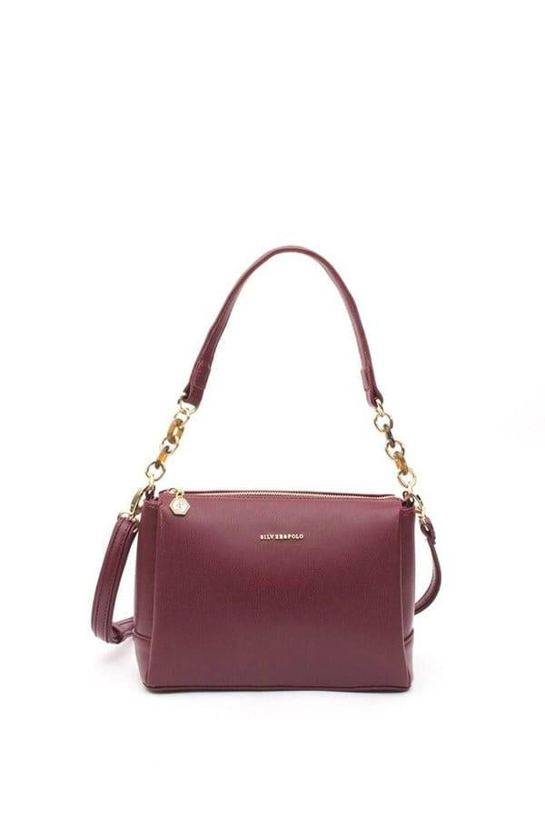 Silver Polo Bordo - Bordo Düz Kadın Çapraz Çanta SP910