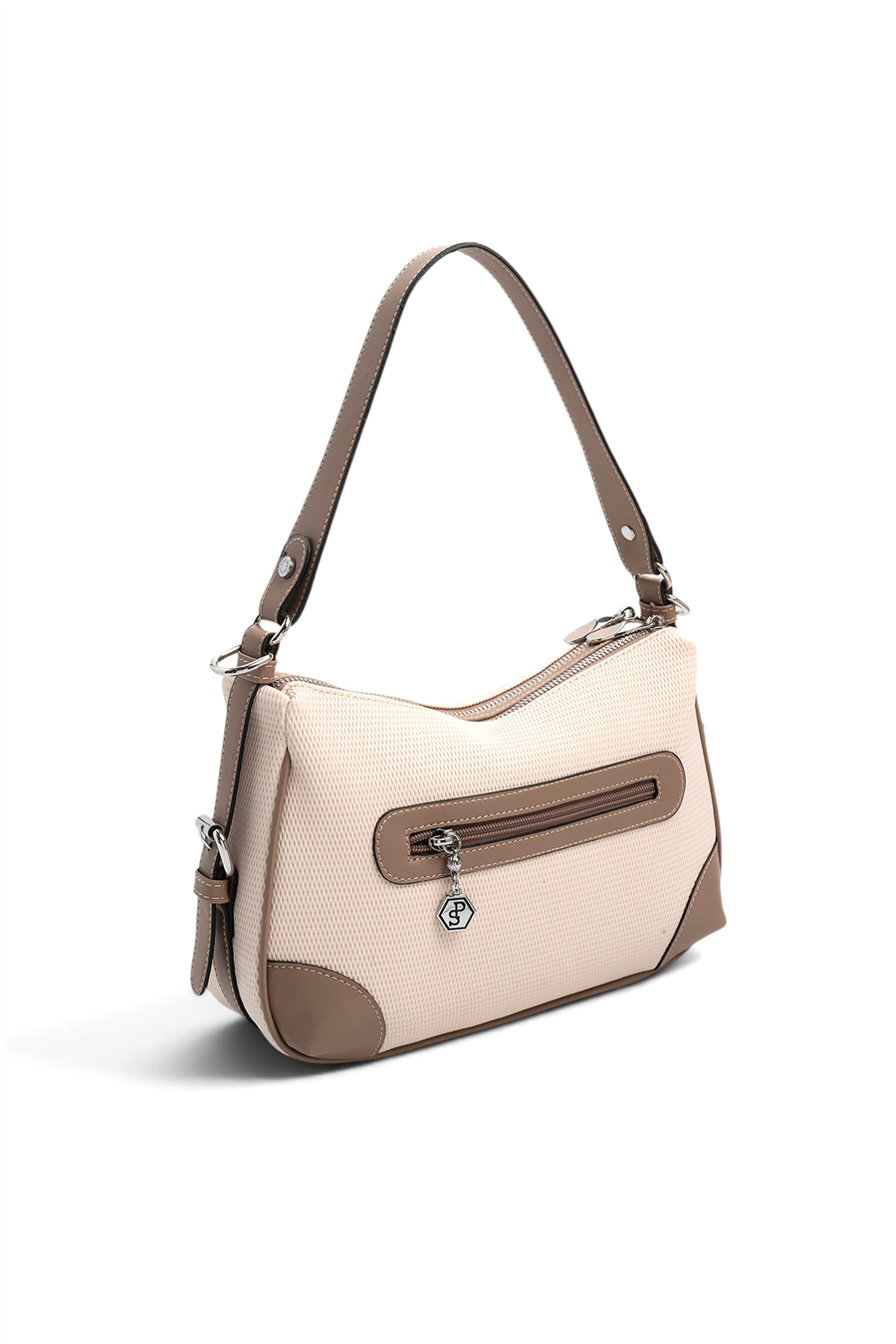 Silver Polo Bej - Latte Petek Kadın Omuz Çantası SP1269