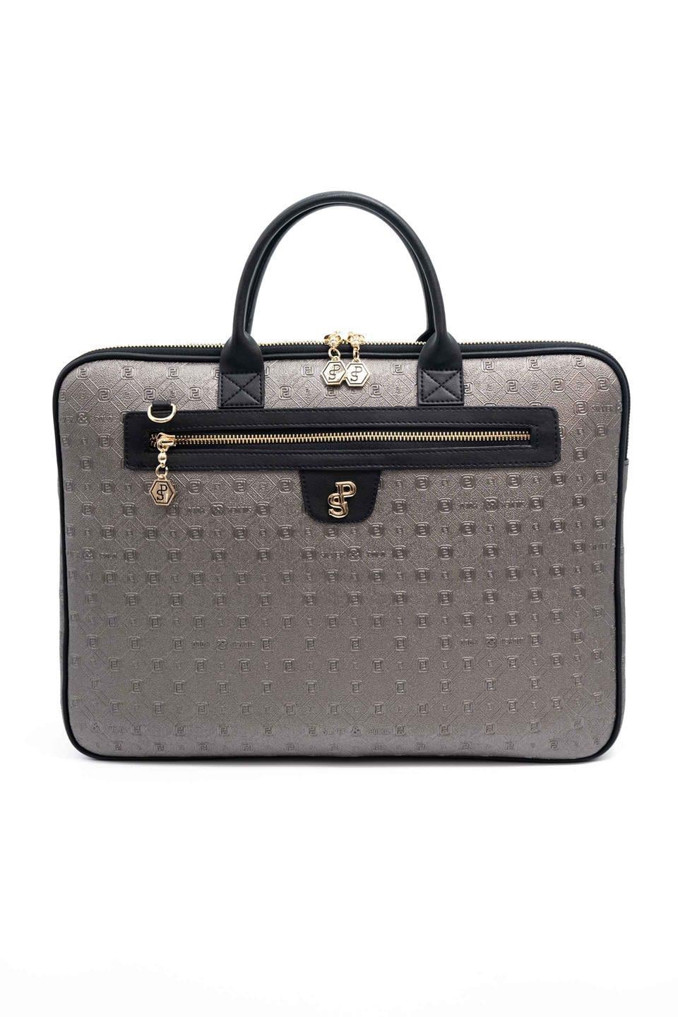 Silver & Polo SP1175 Kadın Laptop & Evrak Çantası Logolu Platin-Siyah