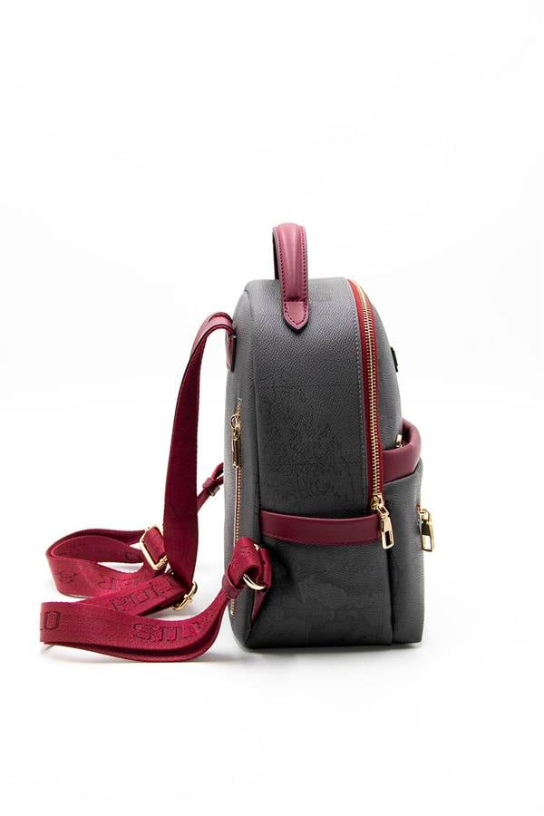 Silver Polo SP1061 Kadın Sırt Çantası Harita Siyah-Bordo
