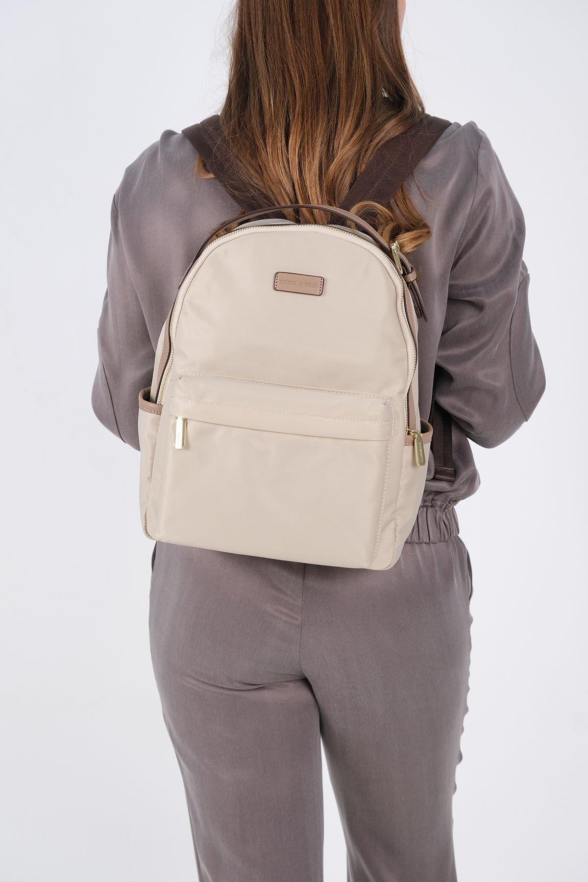 Silver Polo SP1206 Kadın Sırt Çantası Saten Bej-Kum