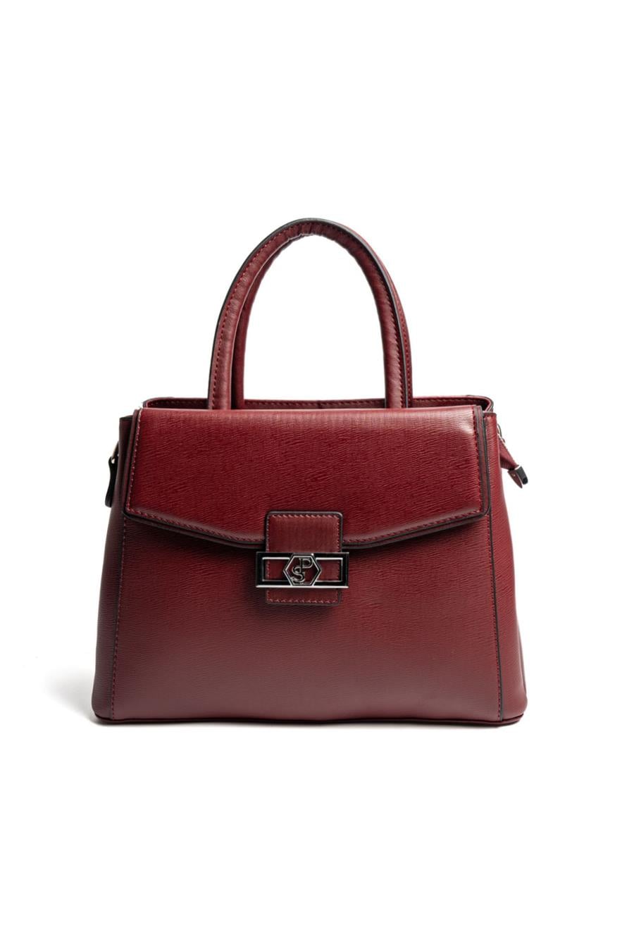 Silver & Polo SP1264 Kadın El Çantası Düz Bordo-Bordo