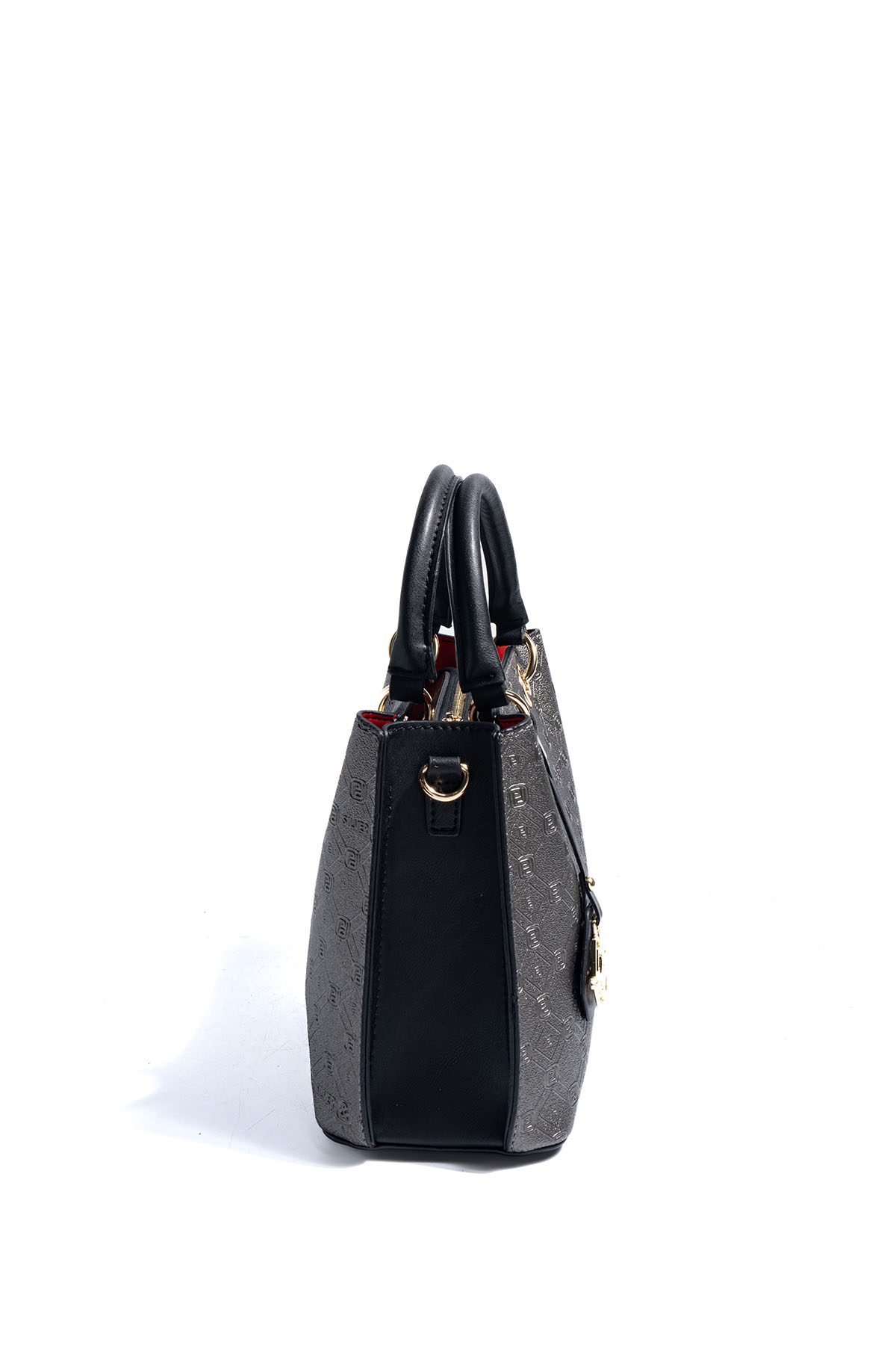 Silver & Polo SP1272 Kadın El Çantası Logolu Platin-Siyah