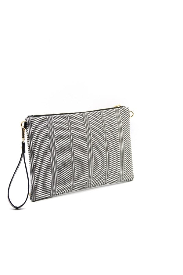 Silver & Polo SP1034 Kadın Portföy & Clutch Hasır Siyah Beyaz-Siyah