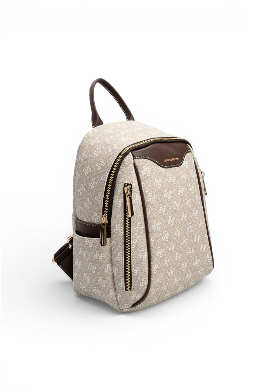 Silver Polo SP906 Kadın Sırt Çantası Monogram Taş-Kahve