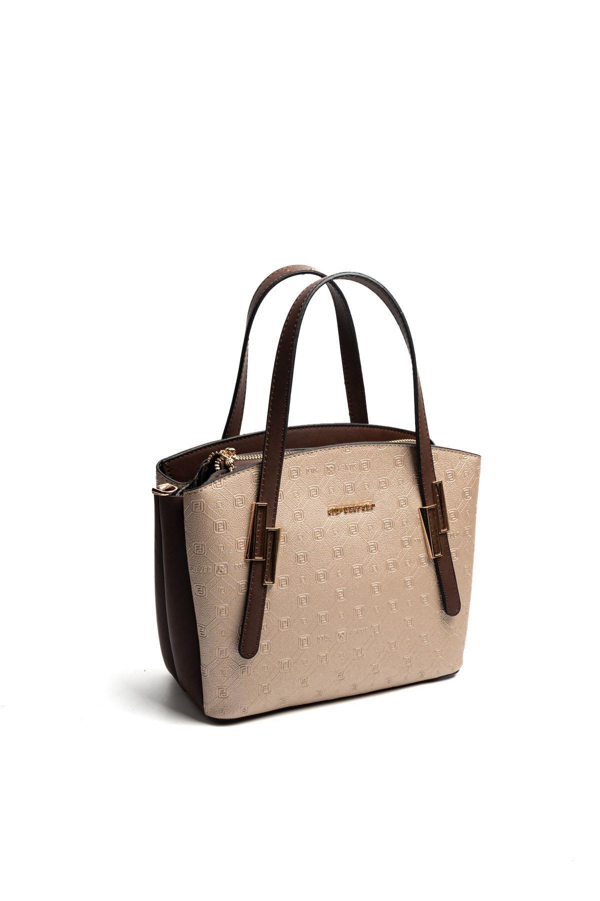 Silver & Polo SP1021 Kadın El Çantası Logolu Nut-Kahve