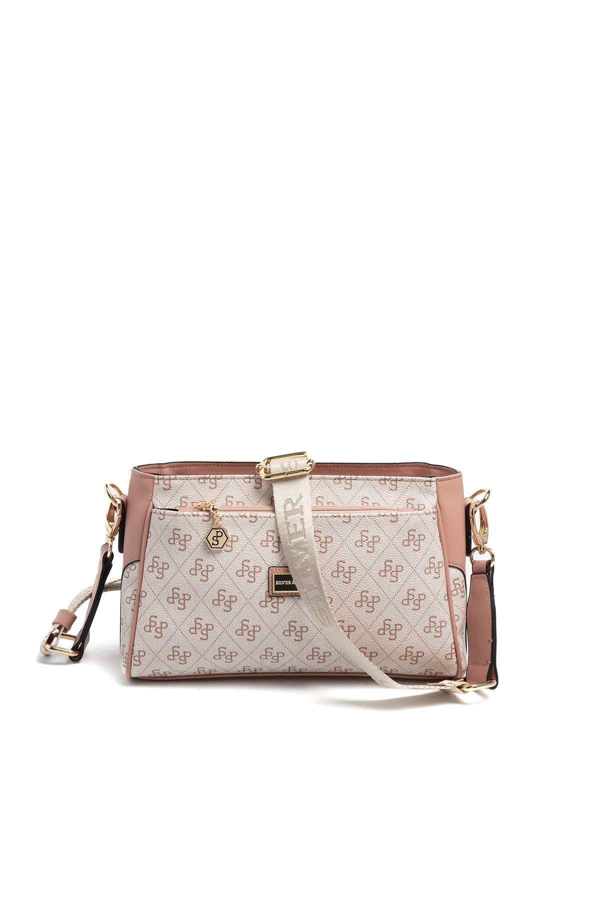 Silver Polo Pembe - Somon Monogram Kadın Çapraz Çanta SP1273