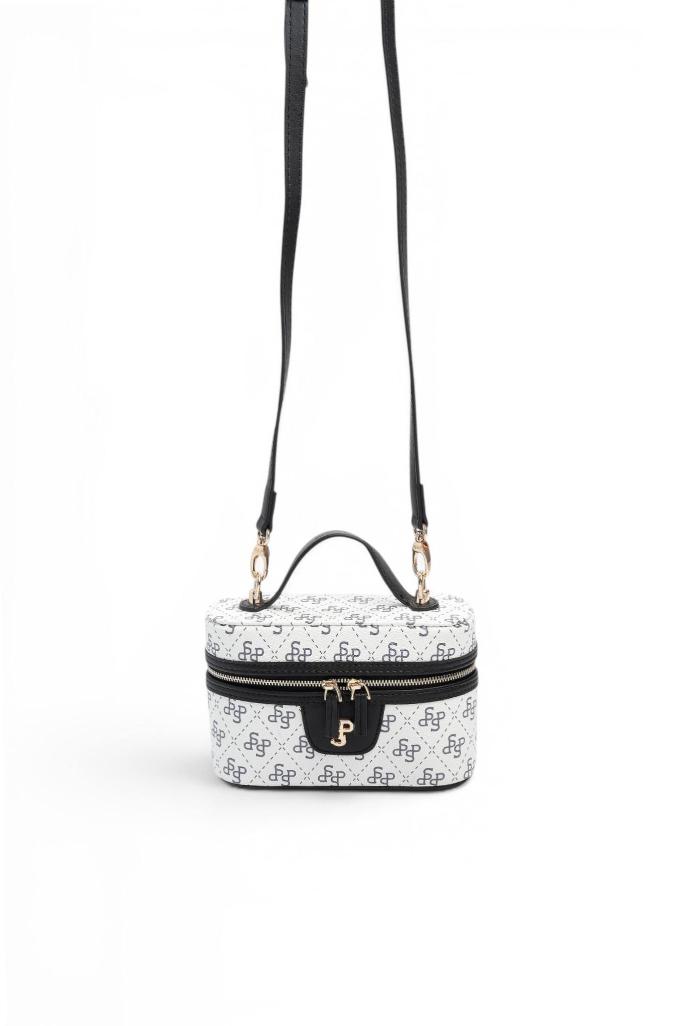 Silver Polo Beyaz - Siyah Monogram Kadın El Çantası SP1195