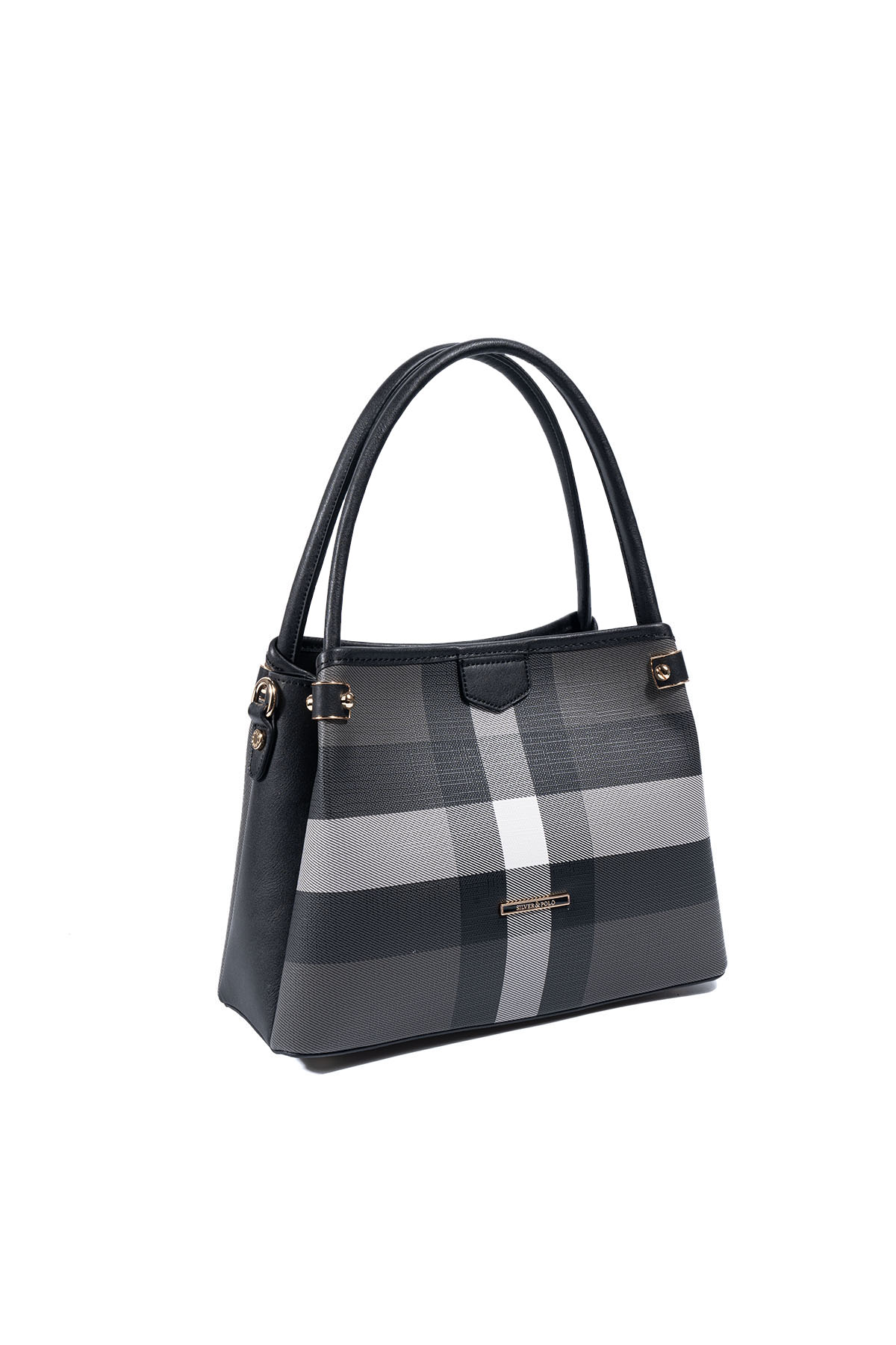 Silver & Polo SP1254 Kadın El Çantası Ekose Siyah