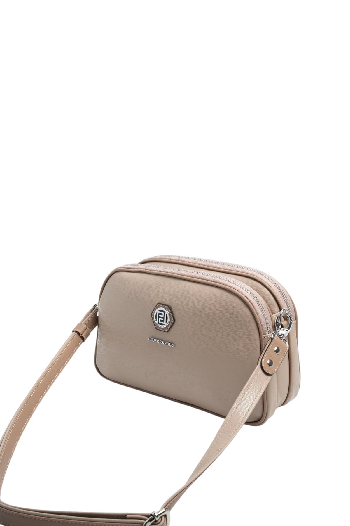 Silver & Polo SP745 Kadın Çapraz Çanta Düz Koyu Bej-Latte