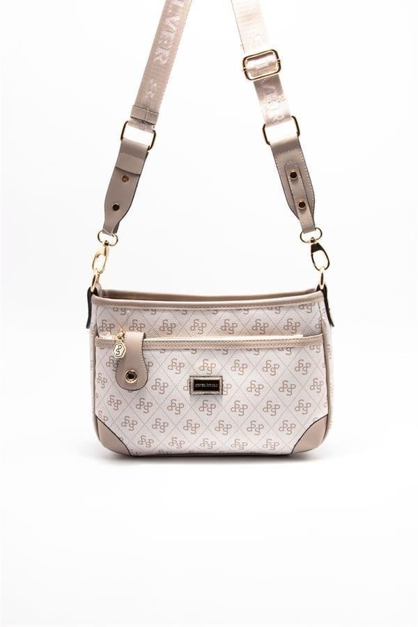 Silver & Polo SP1160 Kadın Çapraz Çanta Monogram Bej-Kum