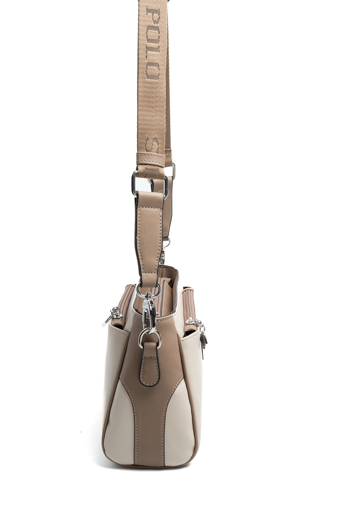 Silver Polo Bej - Latte Düz Kadın Çapraz Çanta SP1273
