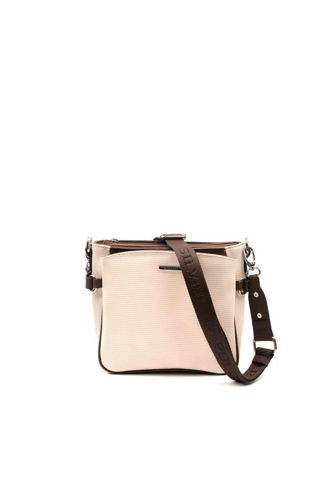 Silver Polo Bej - Kahve Petek Kadın Çapraz Çanta SP884