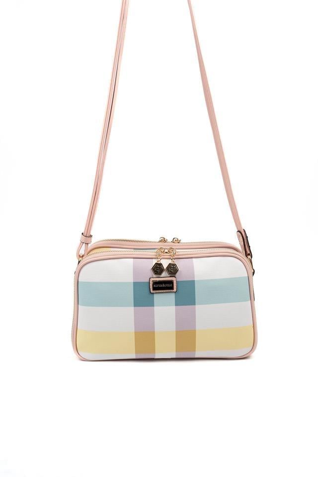 Silver Polo Lila - Pembe Ekose Kadın Çapraz Çanta SP899