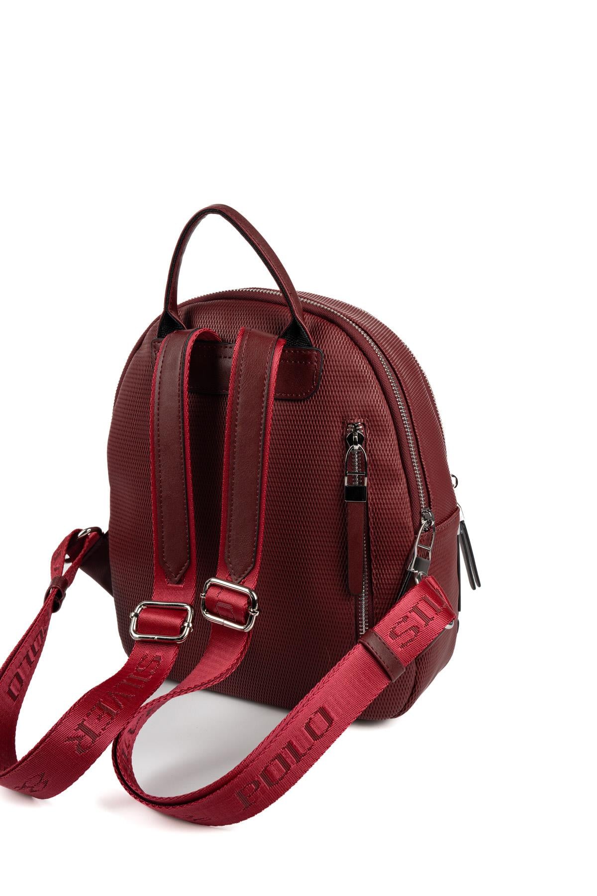 Silver Polo Bordo - Bordo Petek Kadın Sırt Çantası SP1265