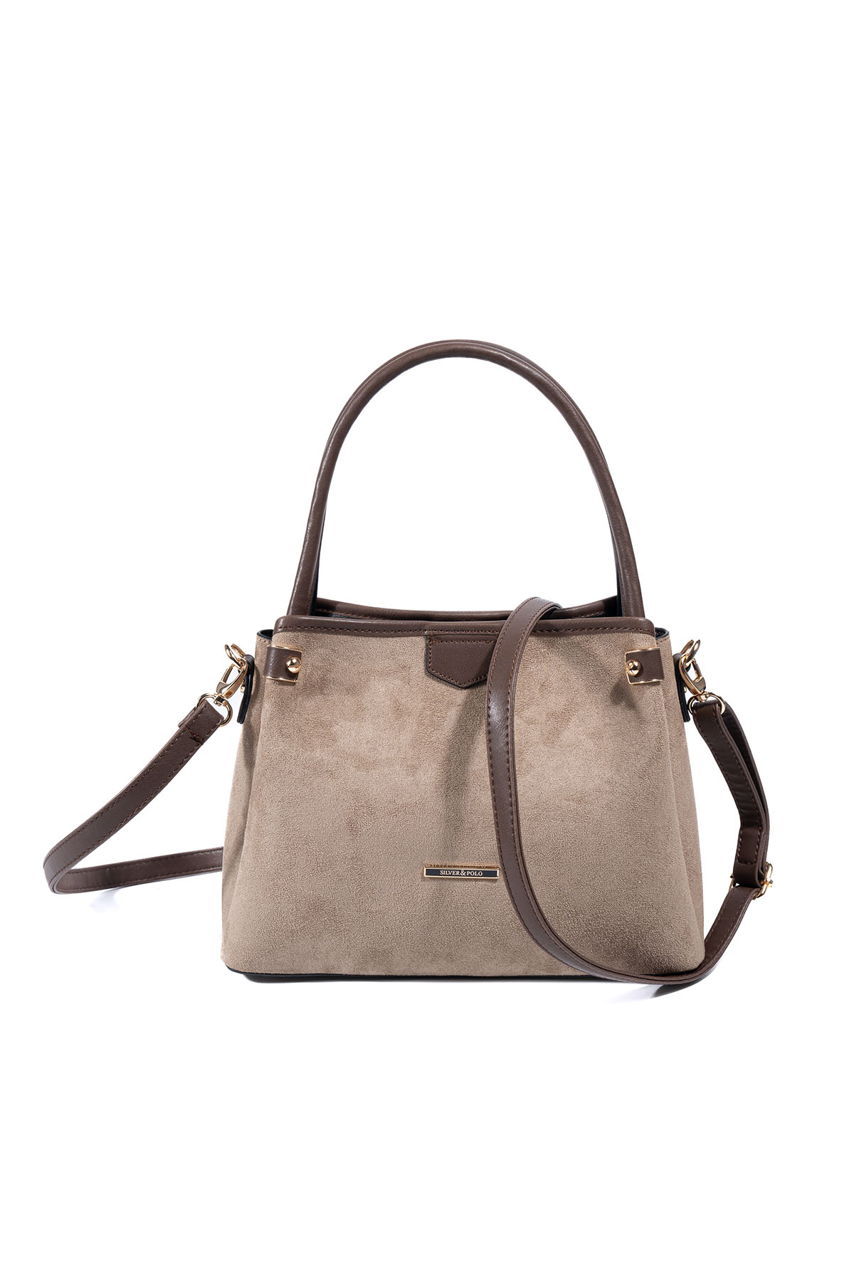 Silver & Polo SP1254 Kadın El Çantası Süet Vizon-Kahve