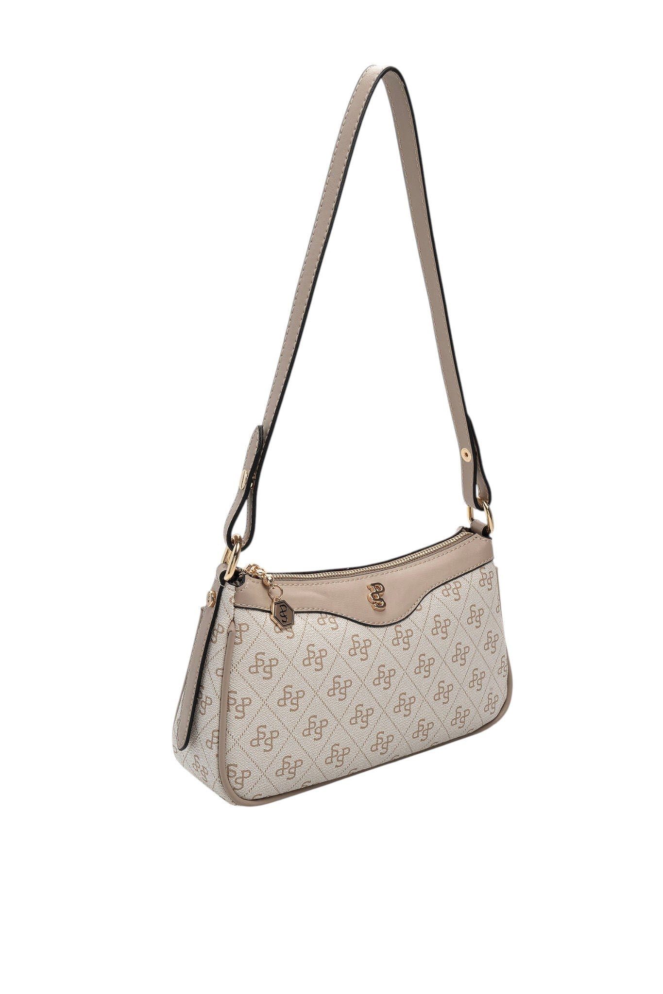 Silver Polo Bej - Kum Monogram Kadın Çapraz Çanta SP1274
