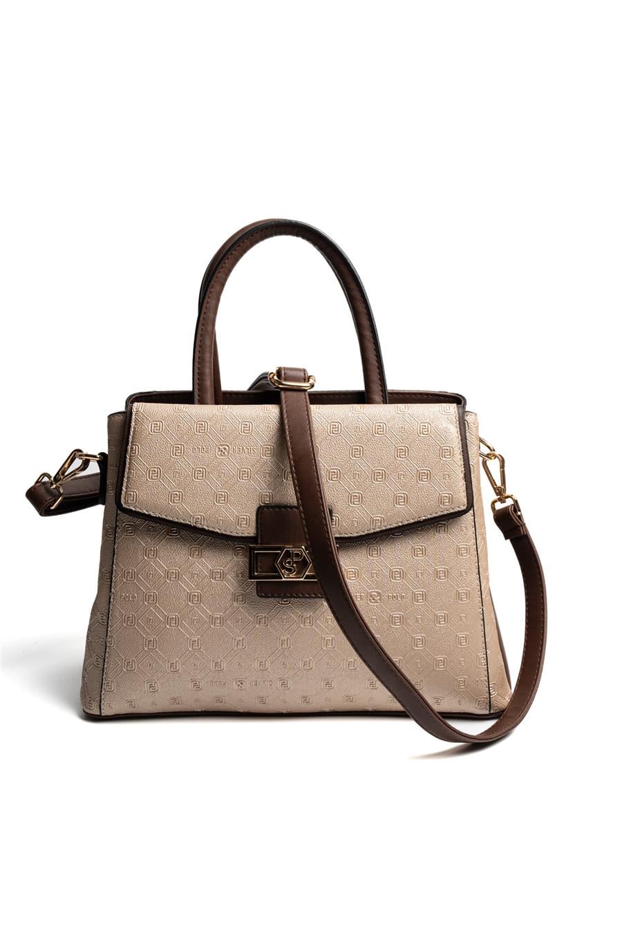 Silver & Polo SP1264 Kadın El Çantası Logolu Nut-Kahve