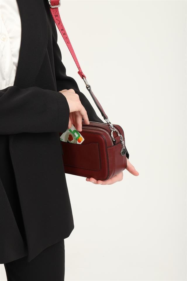 Silver Polo SP1078 Kadın Çapraz Çanta Düz Bordo-Bordo