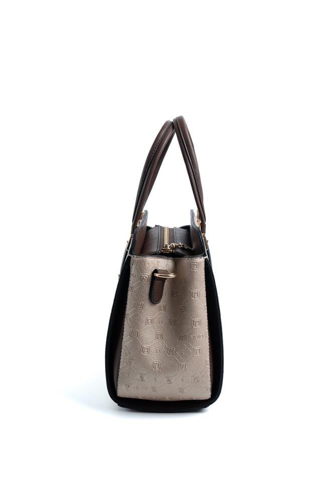 Silver & Polo SP1136 Kadın El Çantası Logolu Nut-Kahve