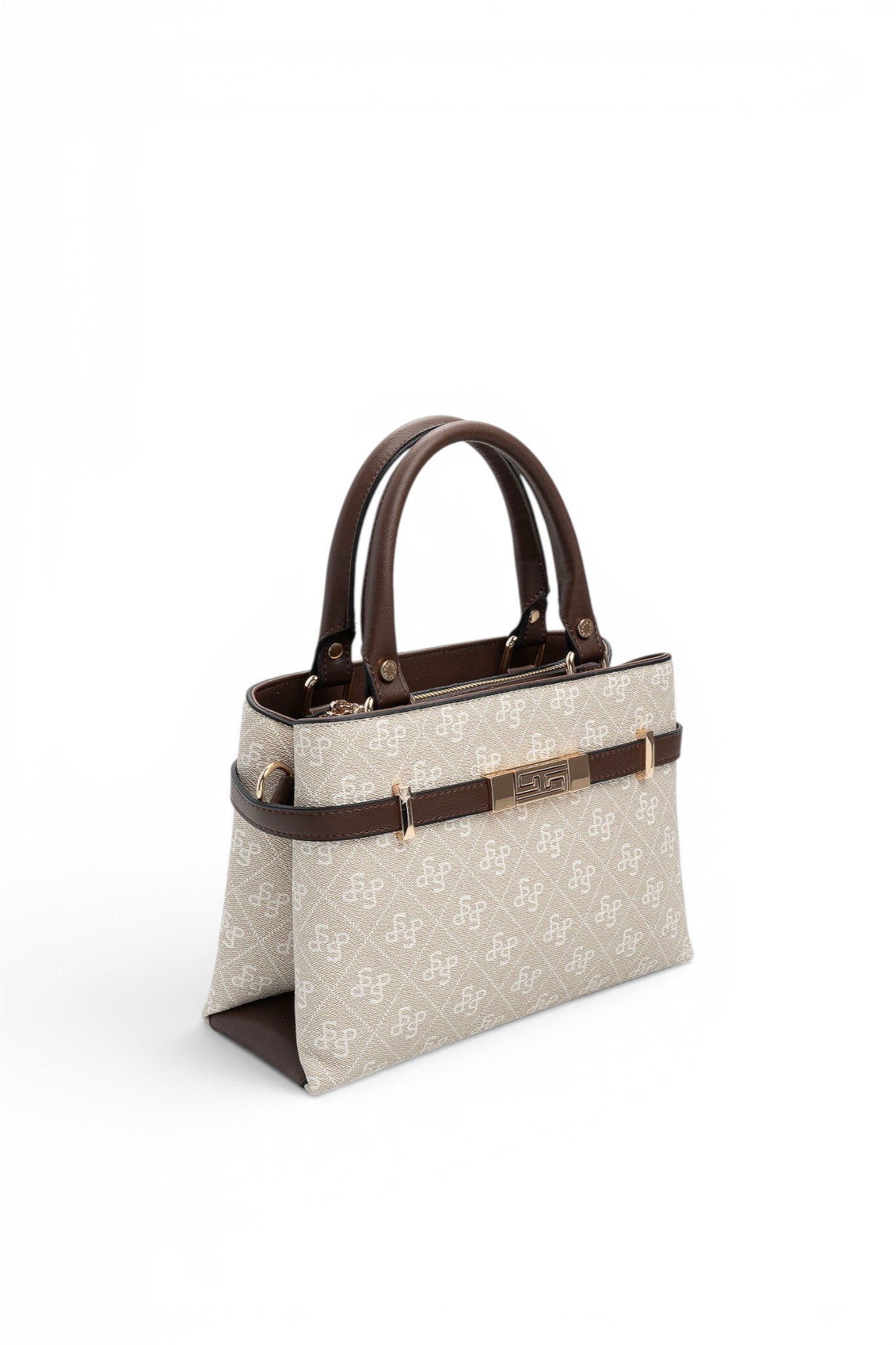 Silver Polo Taş - Kahve Monogram Kadın El Çantası SP1149