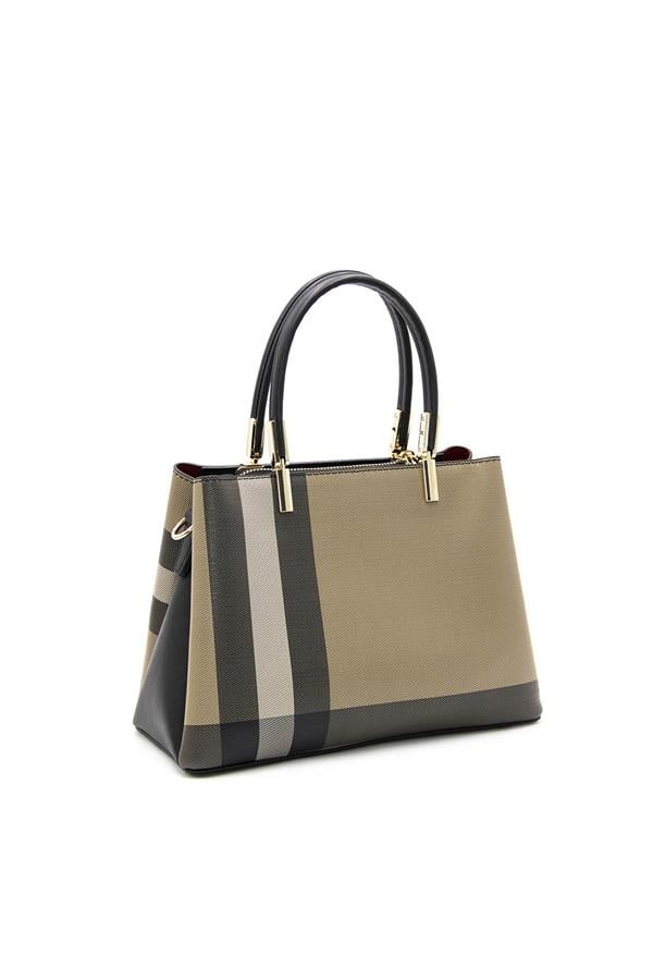 Silver & Polo SP1098 Kadın El Çantası Ekose Kahve-Siyah