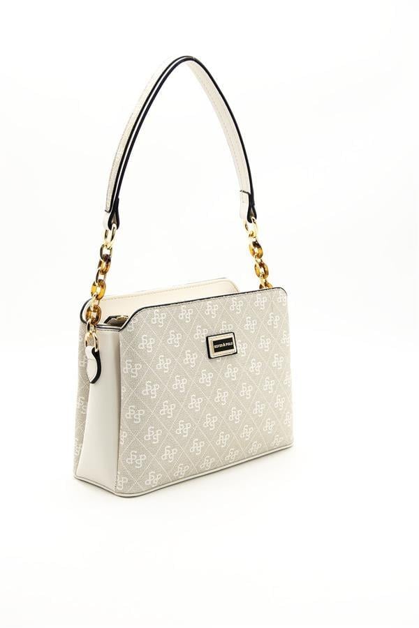 Silver Polo SP937 Kadın Omuz Çantası Monogram Taş-Kemik