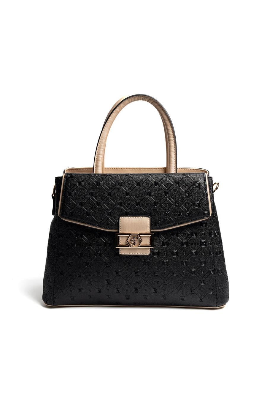 Silver & Polo SP1264 Kadın El Çantası Logolu Siyah-S.Nut