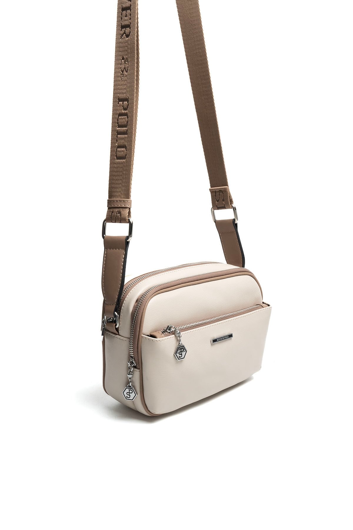 Silver & Polo SP1162 Kadın Çapraz Çanta Düz Bej-Latte