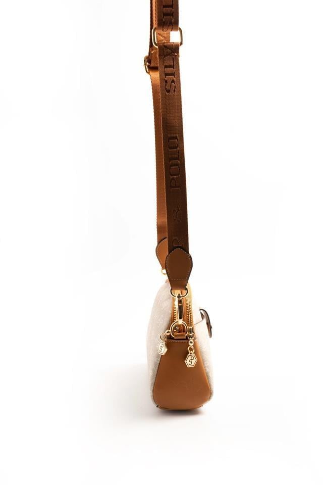 Silver Polo SP1144 Kadın Çapraz Çanta Monogram Taş-A.Taba