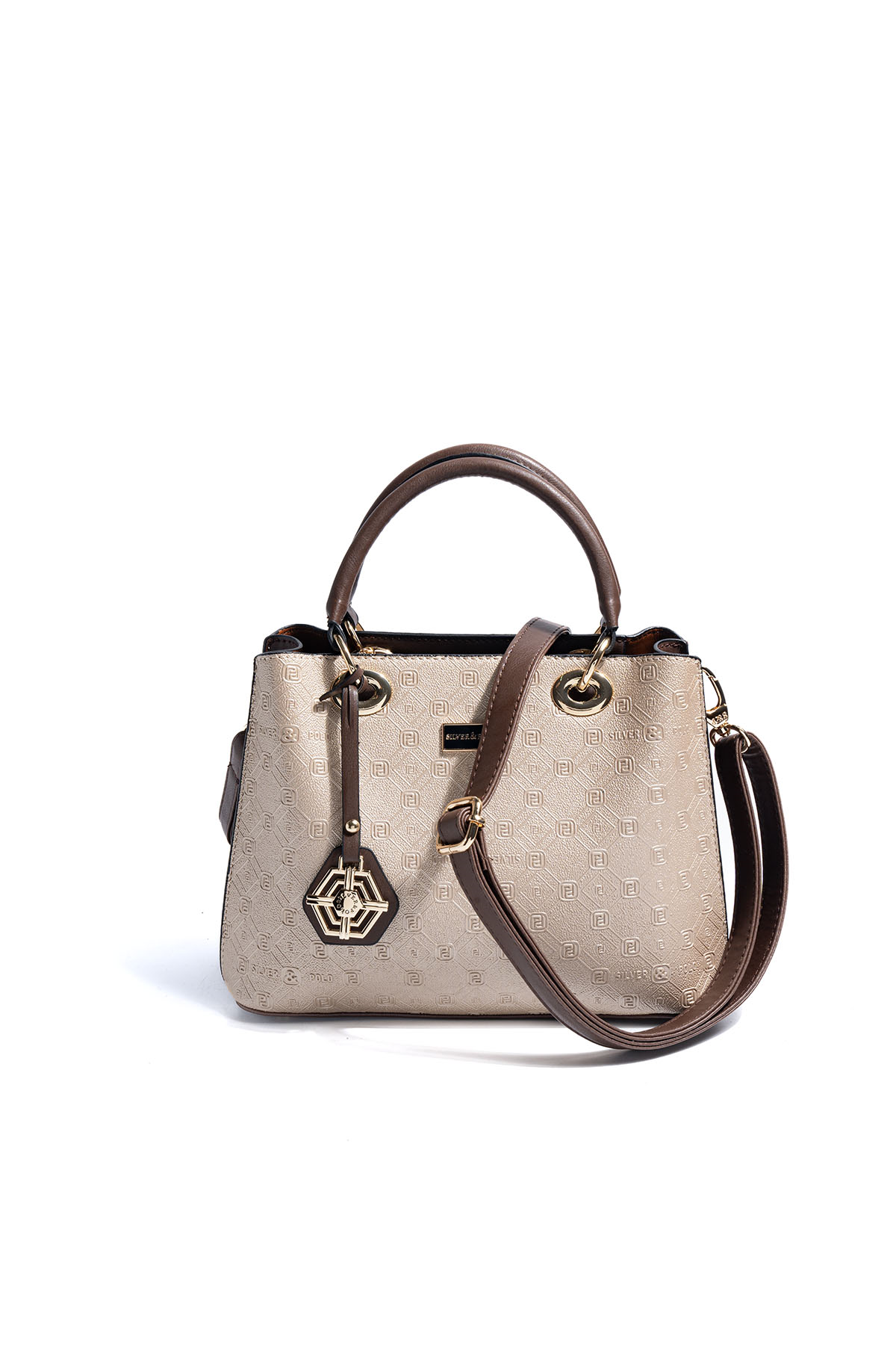 Silver & Polo SP1272 Kadın El Çantası Logolu Nut-Kahve
