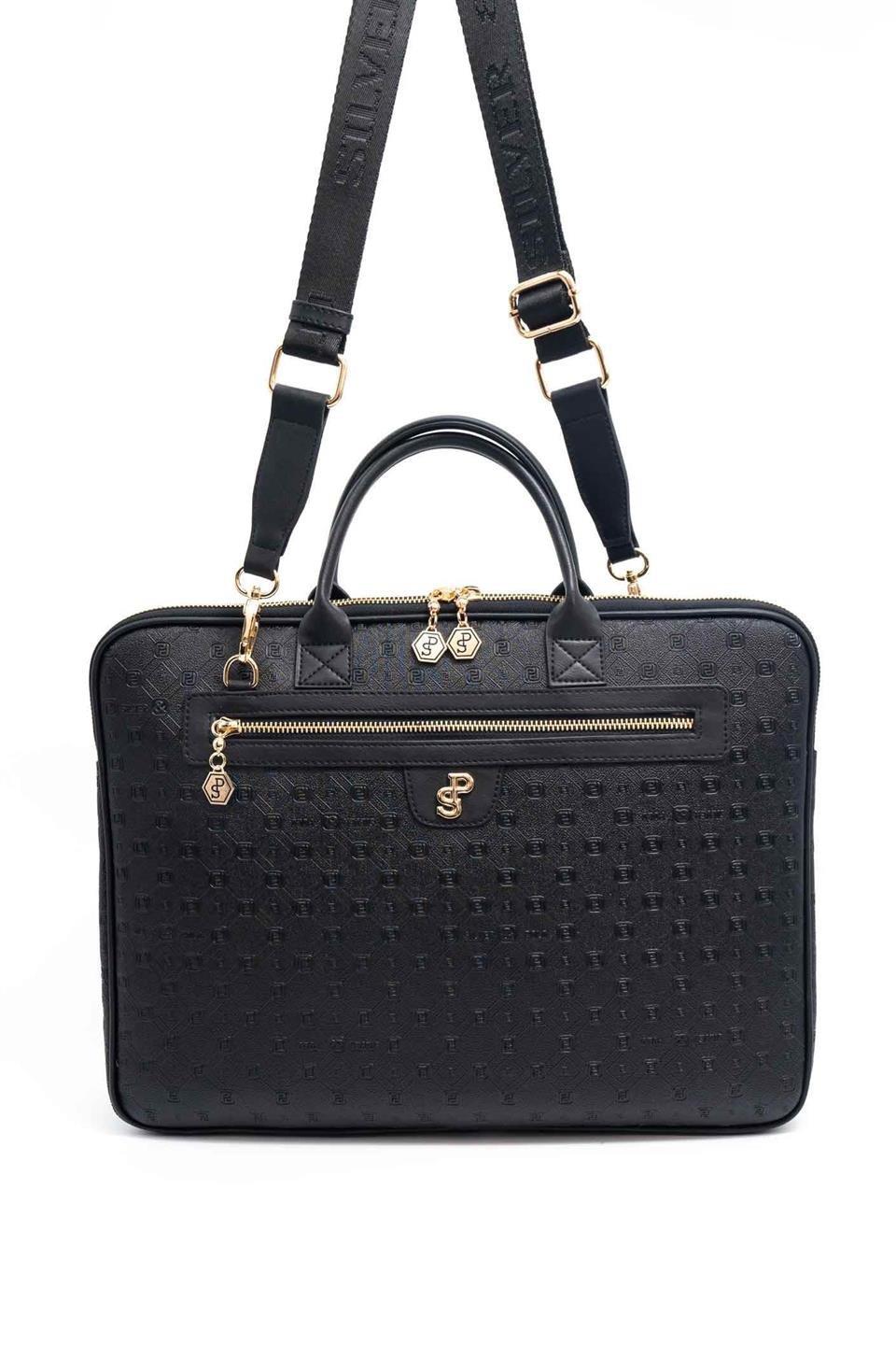 Silver & Polo SP1175 Kadın Laptop & Evrak Çantası Logolu Siyah-Siyah