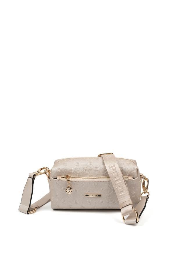 Silver & Polo SP1142 Kadın Çapraz Çanta Logolu Bej-S.Bej