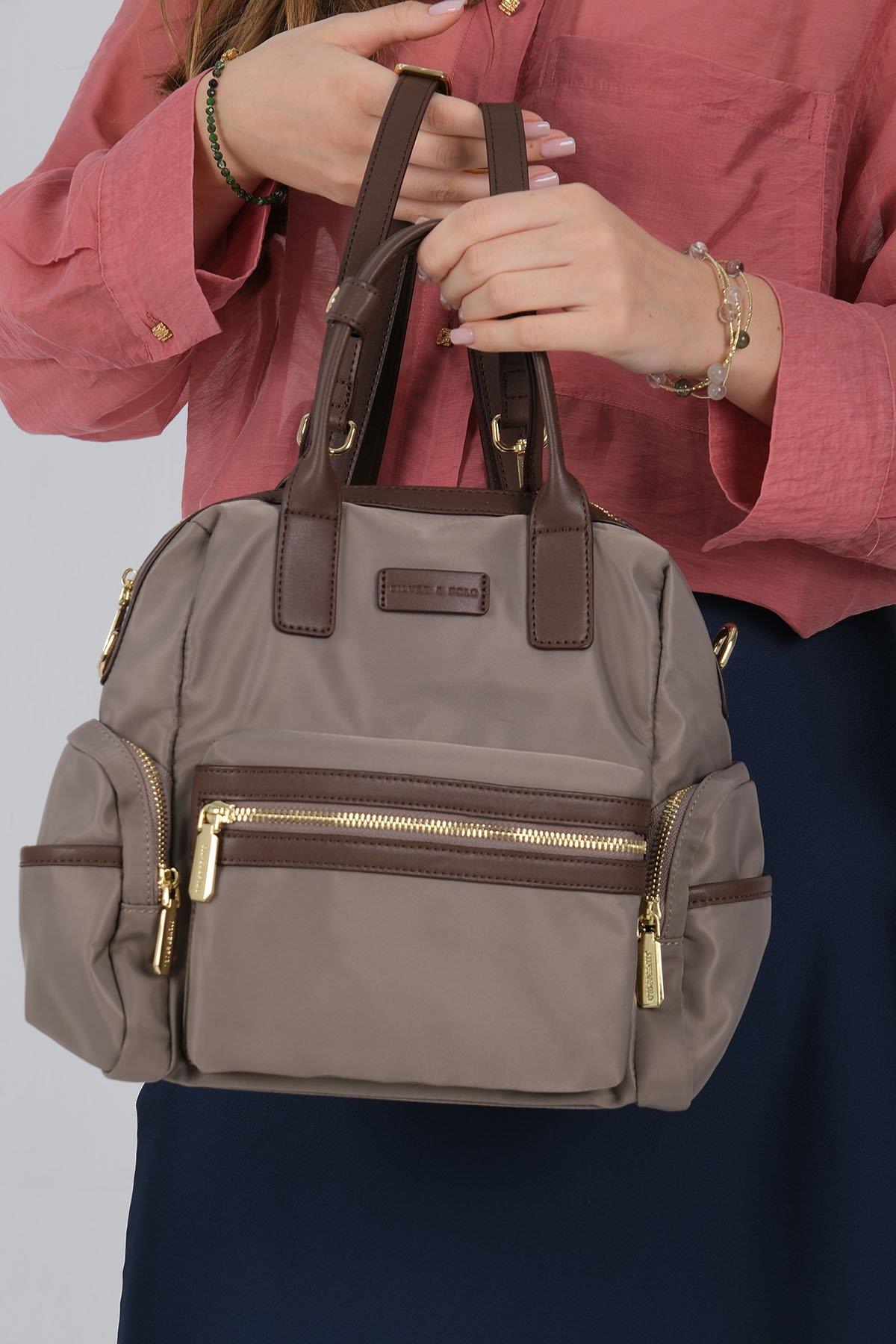 Silver Polo SP1211 Kadın Sırt Çantası Saten Kum-Kahve