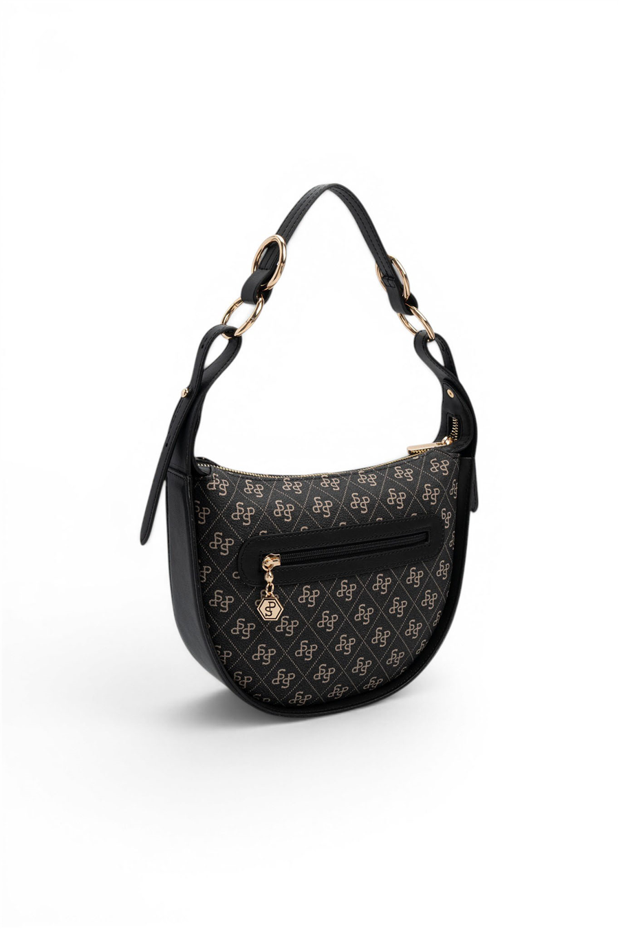 Silver & Polo SP1270 Kadın Omuz Çantası Monogram Füme-Siyah