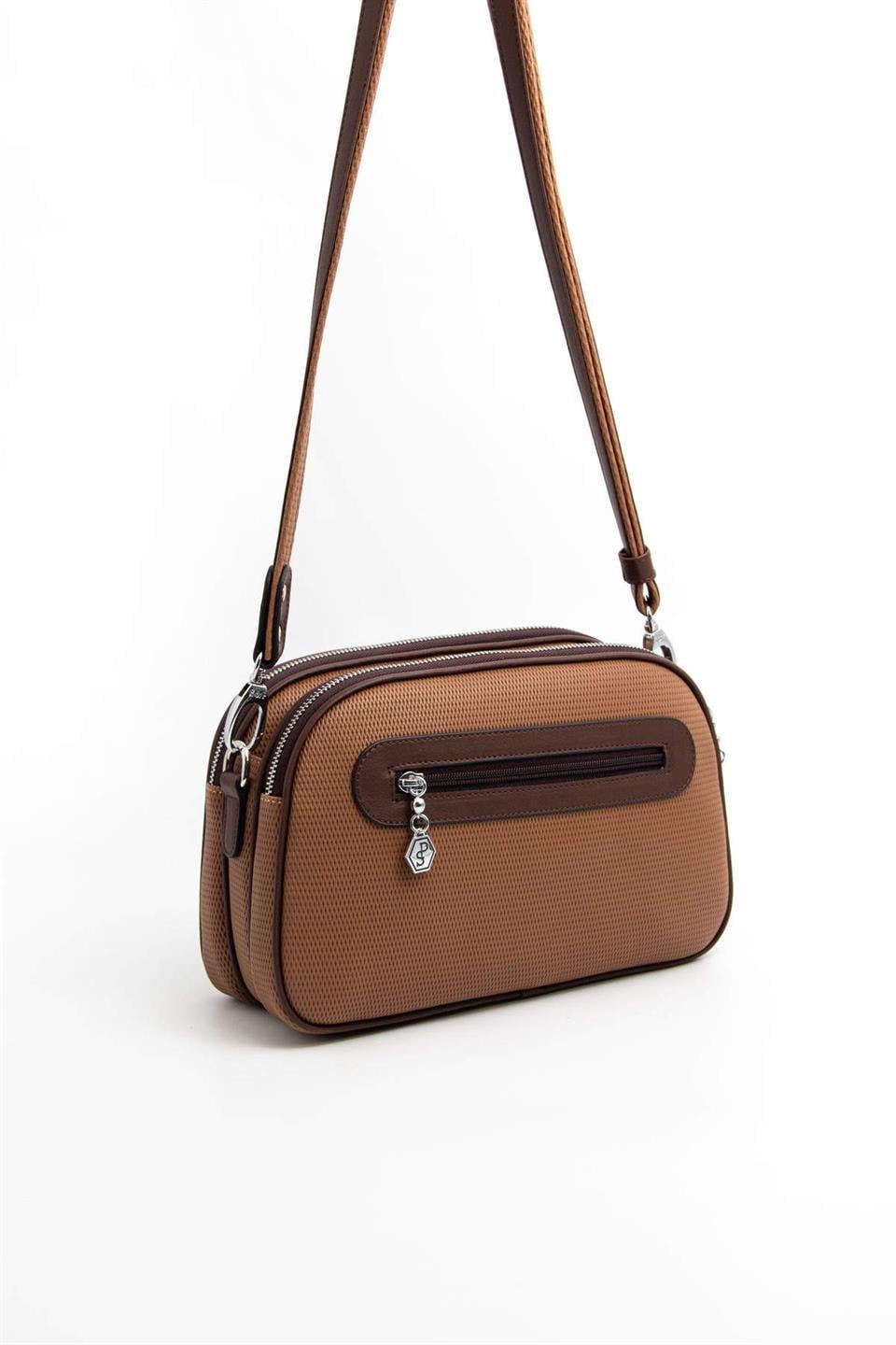 Silver & Polo SP745 Kadın Çapraz Çanta Petek Karamel-Kahve