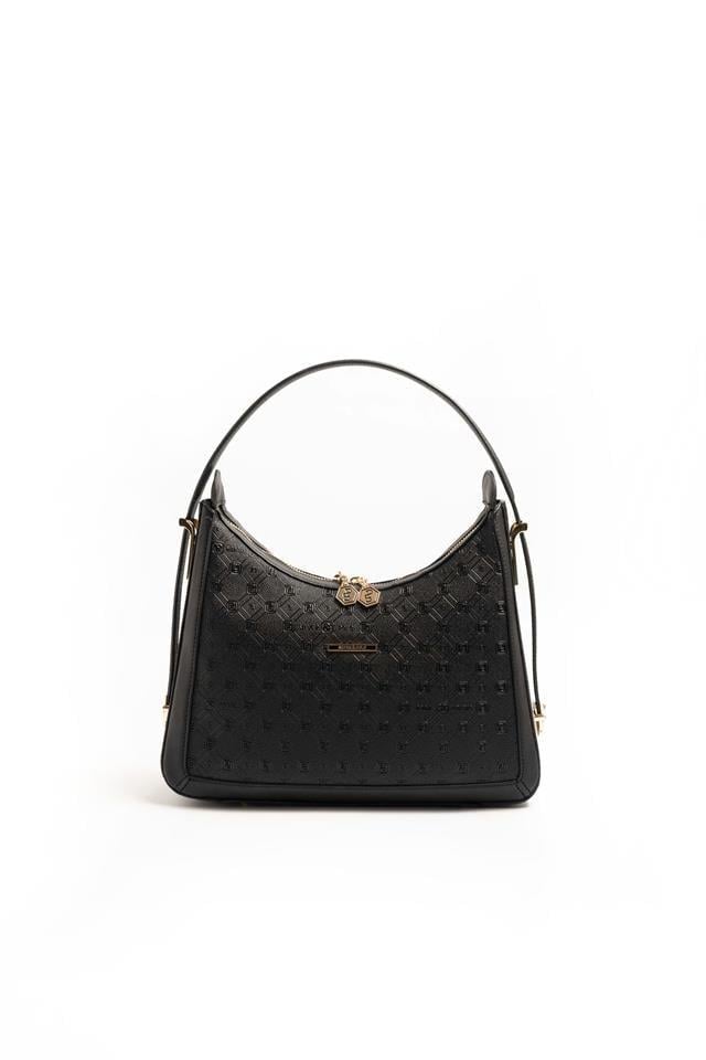 Silver & Polo SP1187 Kadın Omuz Çantası Logolu Siyah-Siyah