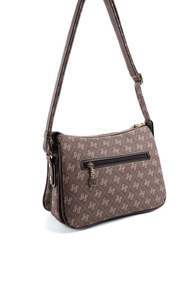 Silver Polo SP818 Kadın Çapraz Çanta Monogram Kahve-Kahve